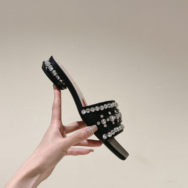 TRUMPET METALLIC MULES IN BLACK PATENT CALFSKIN WITH EMBELLISHED BUCKLE