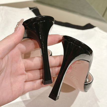 TRUMPET METALLIC MULES IN BLACK PATENT CALFSKIN