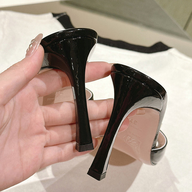 TRUMPET METALLIC MULES IN BLACK PATENT CALFSKIN