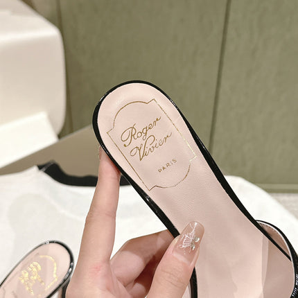 TRUMPET METALLIC MULES IN BLACK PATENT CALFSKIN