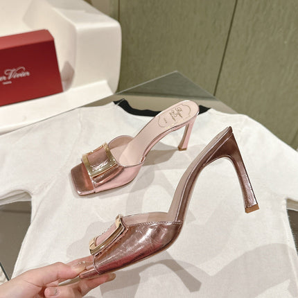 TRUMPET METALLIC MULES IN PINK PATENT CALFSKIN