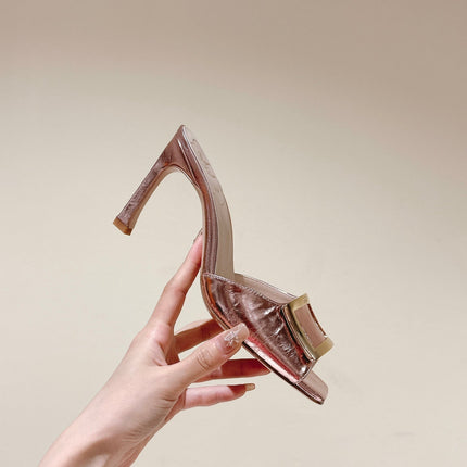 TRUMPET METALLIC MULES IN PINK PATENT CALFSKIN