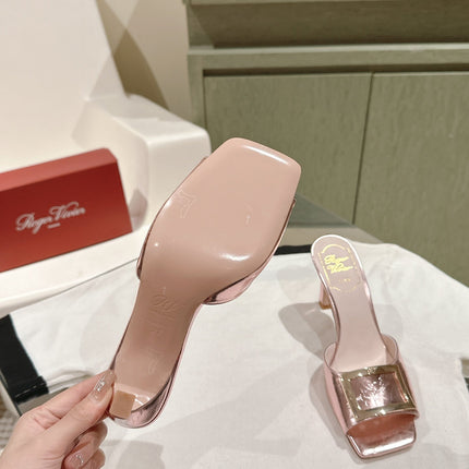 TRUMPET METALLIC MULES IN PINK PATENT CALFSKIN