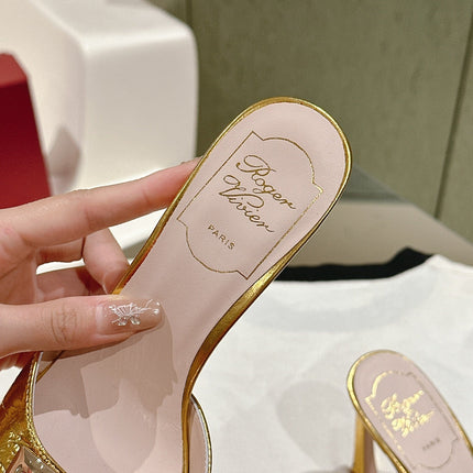 TRUMPET METALLIC MULES IN GOLD PATENT CALFSKIN