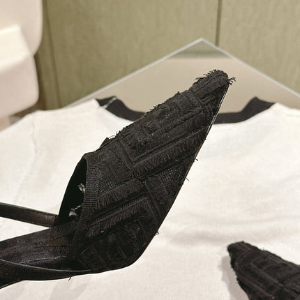 FENDI COLIBRÌ HIGH-HEELED SLINGBACKS 75MM IN BLACK FABRIC