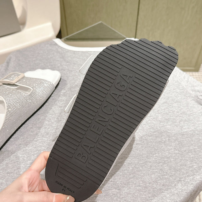 BIRKENSTOCK SLIPPERS ATTACHED RHINESTONES IN WHITE CALFSKIN