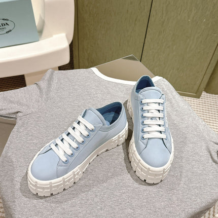PRA DOUBLE WHEEL RE-NYLON GABARDINE SNEAKERS SKY CALFSKIN