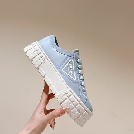 PRA DOUBLE WHEEL RE-NYLON GABARDINE SNEAKERS SKY CALFSKIN