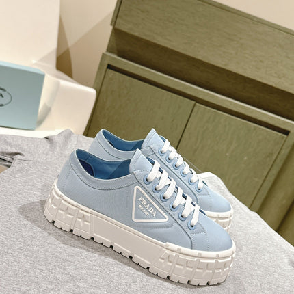 PRA DOUBLE WHEEL RE-NYLON GABARDINE SNEAKERS SKY CALFSKIN