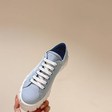 PRA DOUBLE WHEEL RE-NYLON GABARDINE SNEAKERS SKY CALFSKIN