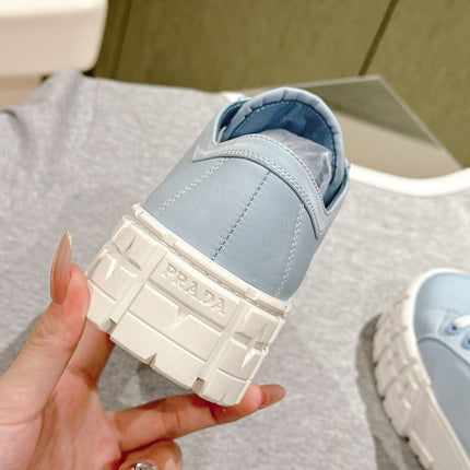 PRA DOUBLE WHEEL RE-NYLON GABARDINE SNEAKERS SKY CALFSKIN
