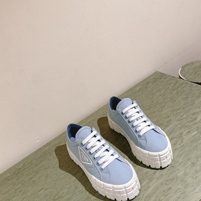 PRA DOUBLE WHEEL RE-NYLON GABARDINE SNEAKERS SKY CALFSKIN