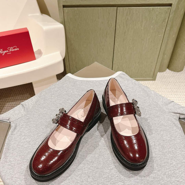 VIV' RANGERS MARY JANES IN BURGUNDY RED CALFSKIN