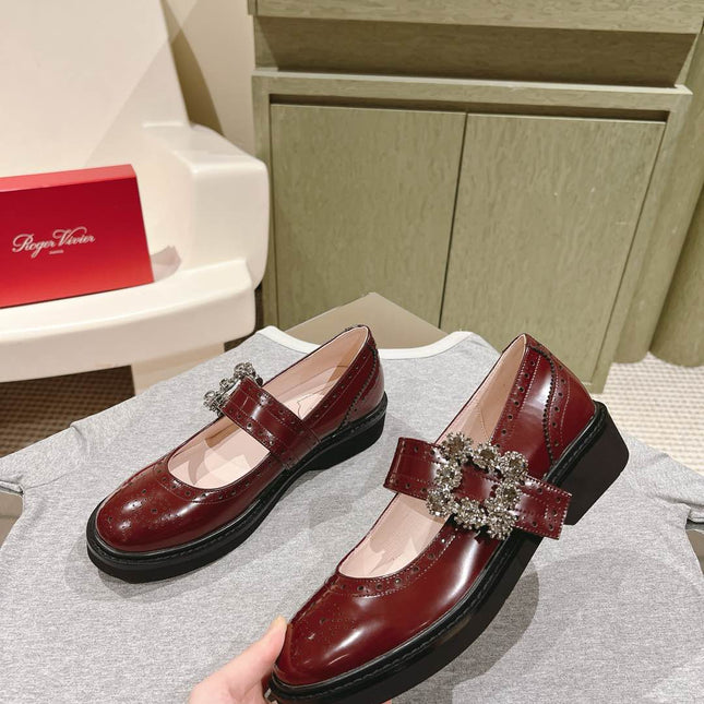 VIV' RANGERS MARY JANES IN BURGUNDY RED CALFSKIN