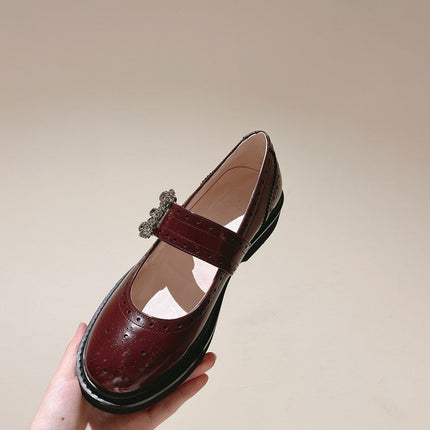 VIV' RANGERS MARY JANES IN BURGUNDY RED CALFSKIN