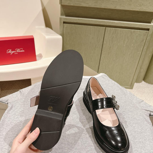 VIV' RANGERS MARY JANES IN BLACK CALFSKIN