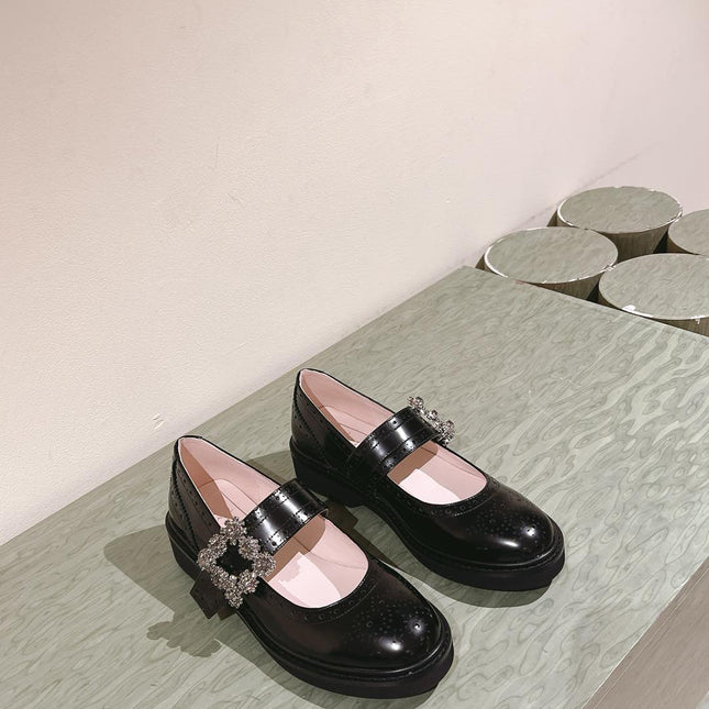 VIV' RANGERS MARY JANES IN BLACK CALFSKIN