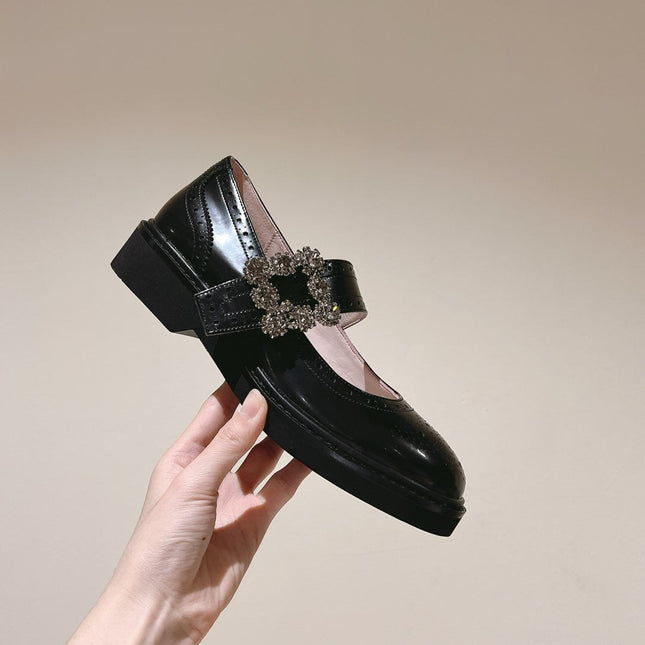 VIV' RANGERS MARY JANES IN BLACK CALFSKIN