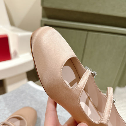 TRÈS VIVIER MARY JANE DOUBLE-STRAP IN NUDE SILK