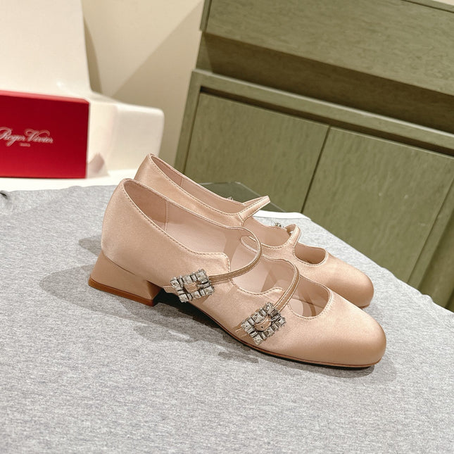 TRÈS VIVIER MARY JANE DOUBLE-STRAP IN NUDE SILK