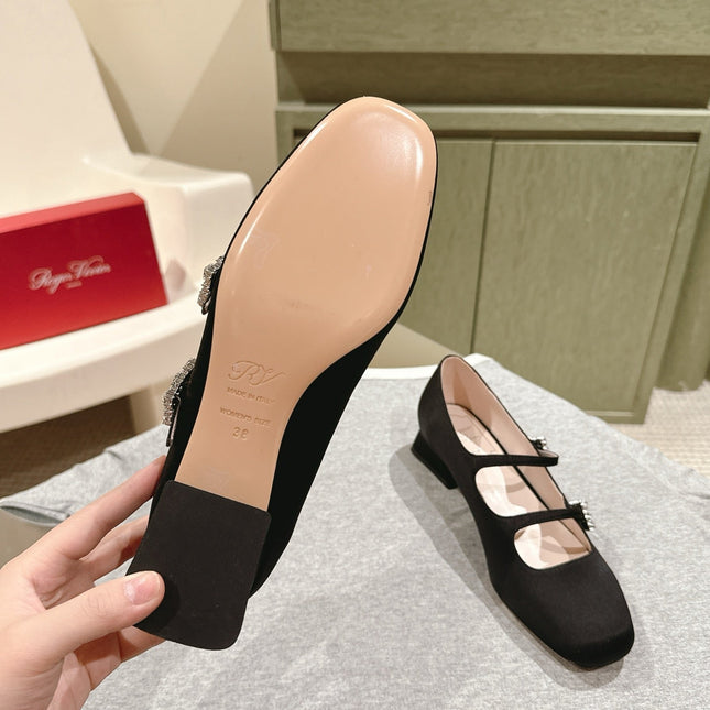 TRÈS VIVIER MARY JANE DOUBLE-STRAP IN BLACK SILK