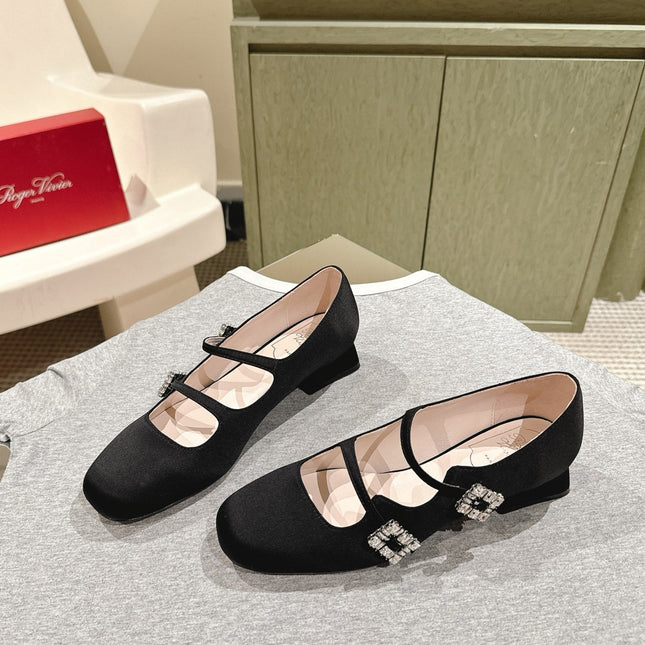 TRÈS VIVIER MARY JANE DOUBLE-STRAP IN BLACK SILK