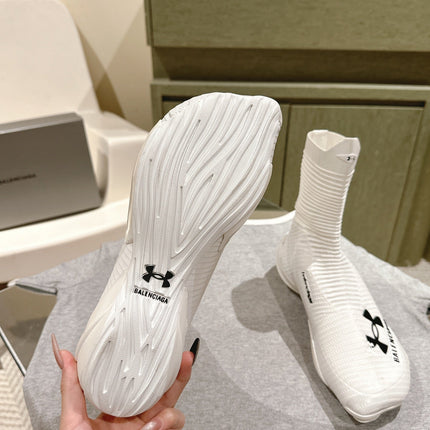 BALENCIAGA 25S HIGH-TOP SNEAKERS IN WHITE COTTON BLEND