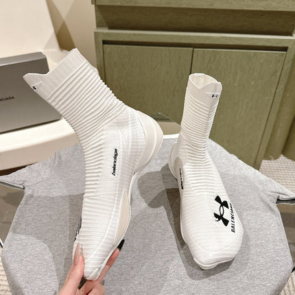 BALENCIAGA 25S HIGH-TOP SNEAKERS IN WHITE COTTON BLEND