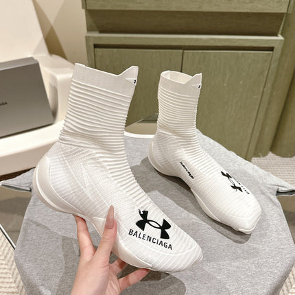 BALENCIAGA 25S HIGH-TOP SNEAKERS IN WHITE COTTON BLEND