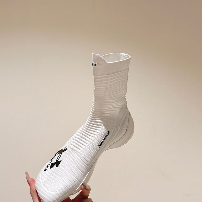 BALENCIAGA 25S HIGH-TOP SNEAKERS IN WHITE COTTON BLEND