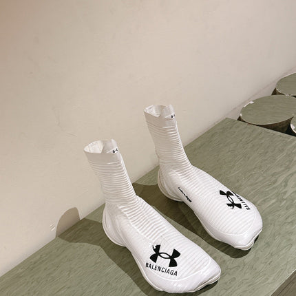 BALENCIAGA 25S HIGH-TOP SNEAKERS IN WHITE COTTON BLEND