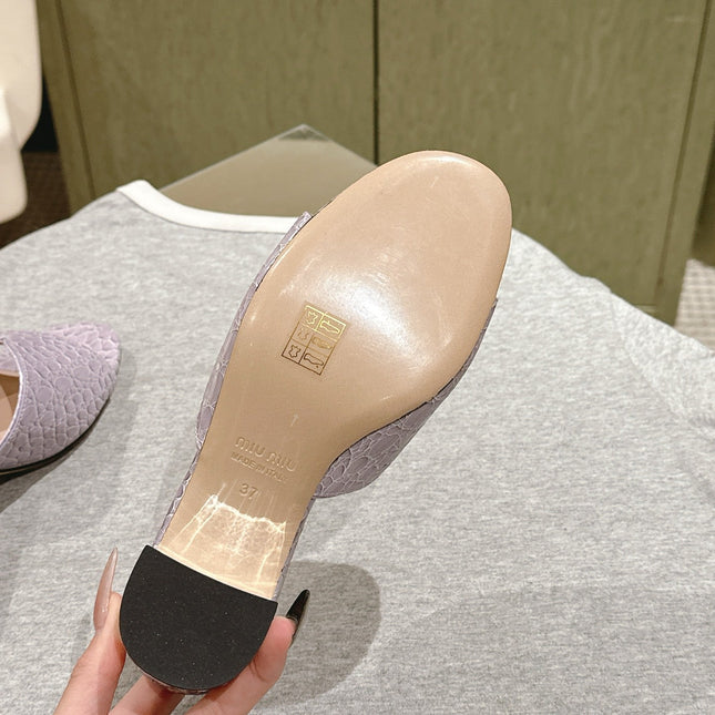 JEWELLED HEEL 55 MULE SANDALS IN PASTEL PURPLE CALFSKIN