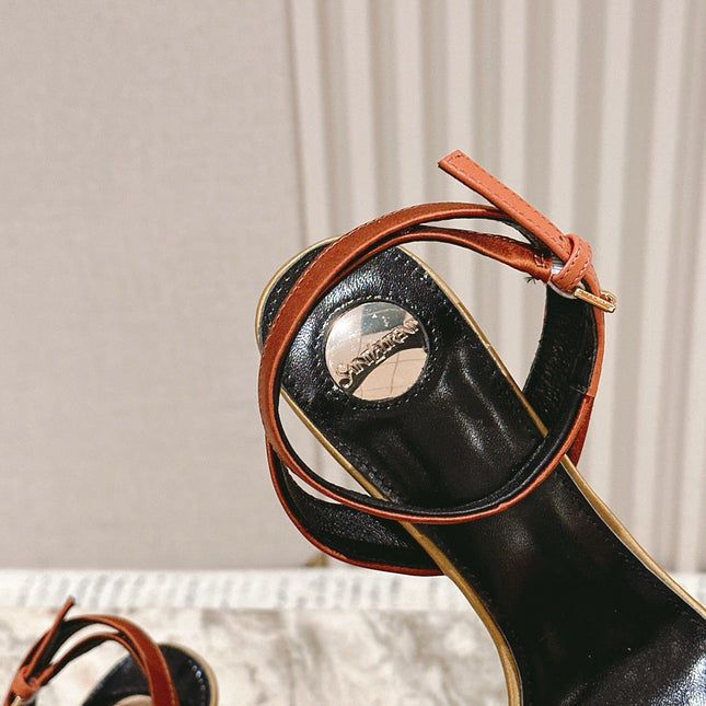 YSL 25S HIGH-HEEL SANDALS 100 MM IN MULTICOLOR SATIN STYLE 1