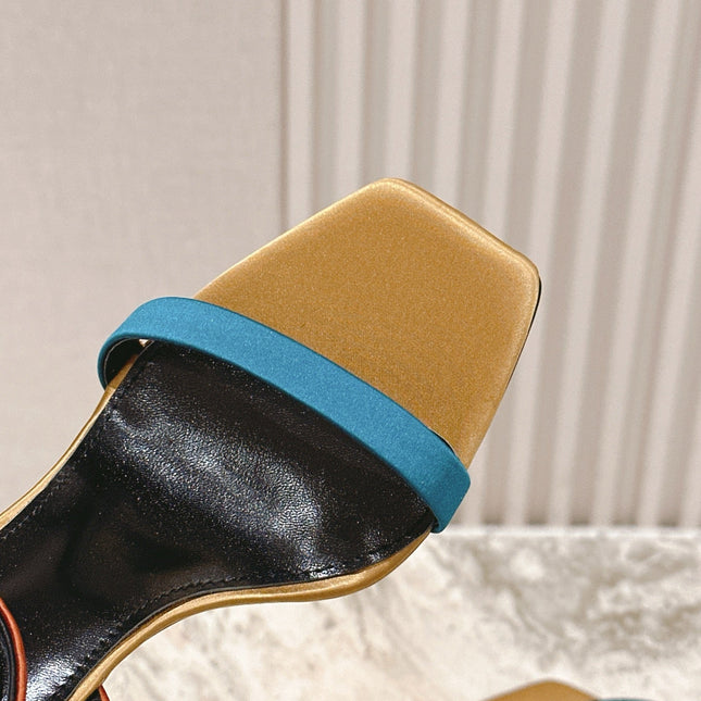 YSL 25S HIGH-HEEL SANDALS 100 MM IN MULTICOLOR SATIN STYLE 1