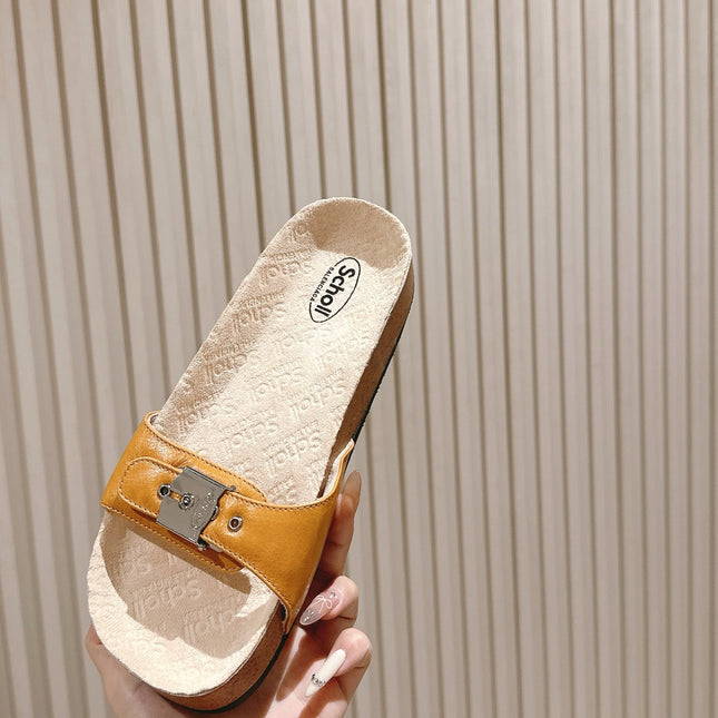 BALENCIAGA 25S SCHOLL SLIDES IN DARK ORANGE PU LEATHER WITH SILVER HARDWARE