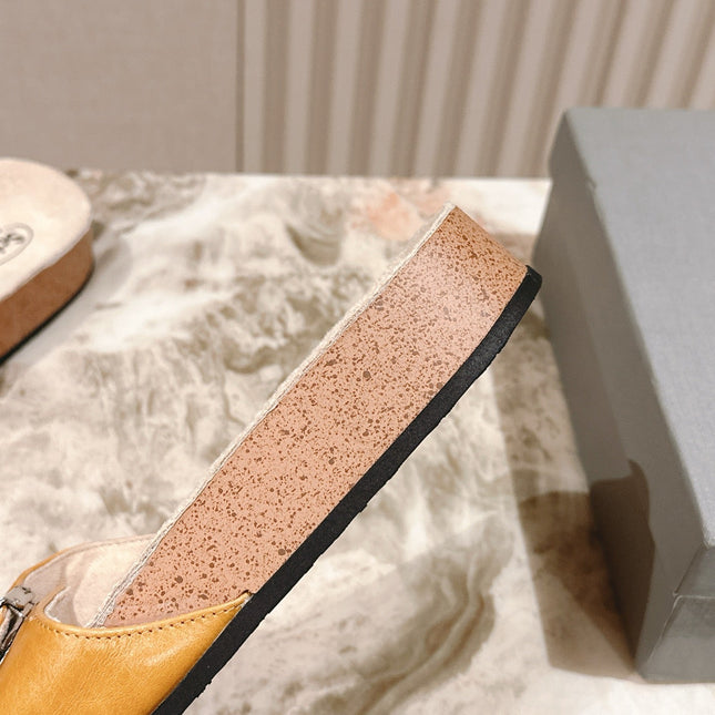 BALENCIAGA 25S SCHOLL SLIDES IN DARK ORANGE PU LEATHER WITH SILVER HARDWARE