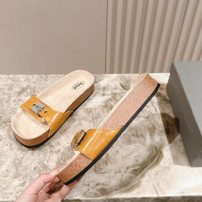 BALENCIAGA 25S SCHOLL SLIDES IN DARK ORANGE PU LEATHER WITH SILVER HARDWARE