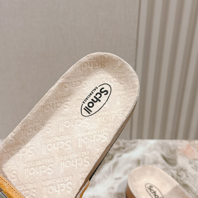 BALENCIAGA 25S SCHOLL SLIDES IN DARK ORANGE PU LEATHER WITH SILVER HARDWARE