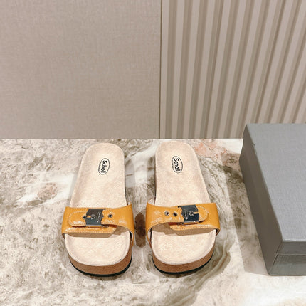 BALENCIAGA 25S SCHOLL SLIDES IN DARK ORANGE PU LEATHER WITH SILVER HARDWARE