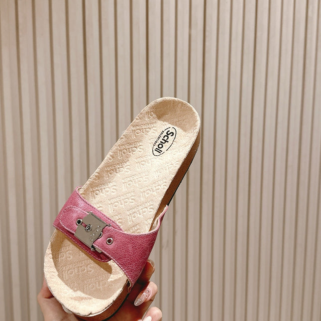 BALENCIAGA 25S SCHOLL SLIDES IN PINK PU LEATHER WITH SILVER HARDWARE