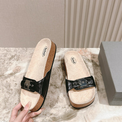 BALENCIAGA 25S SCHOLL SLIDES IN BLACK PU LEATHER WITH SILVER HARDWARE