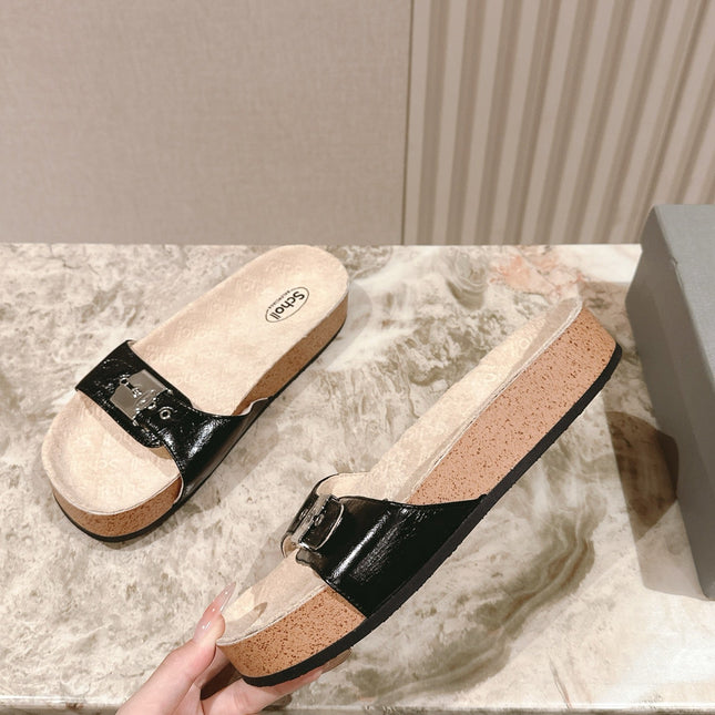 BALENCIAGA 25S SCHOLL SLIDES IN BLACK PU LEATHER WITH SILVER HARDWARE