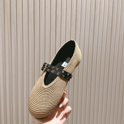 ALAIA MARY JANE 25S IN BEIGE RAFFIA AND BLACK LAMBSKIN WITH SILVER HARDWARE