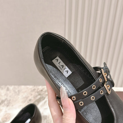 ALAIA MARY JANE 25S IN BLACK LAMBSKIN WITH SILVER HARDWARE