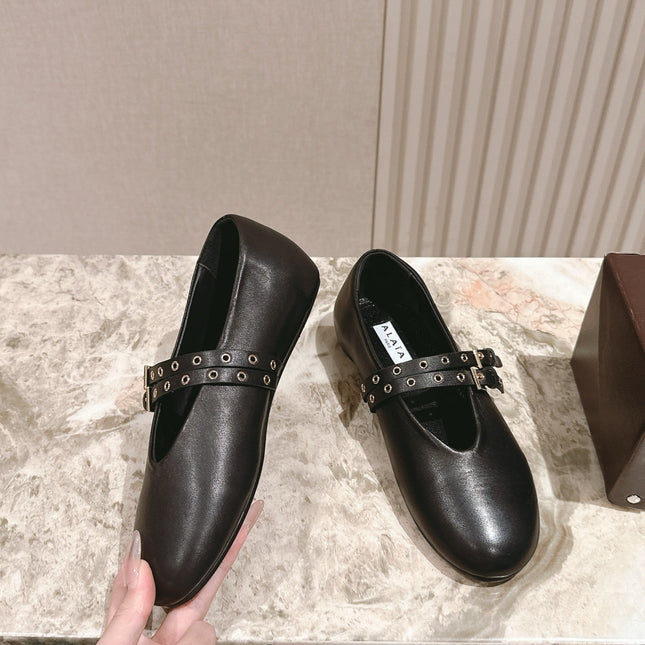 ALAIA MARY JANE 25S IN BLACK LAMBSKIN WITH SILVER HARDWARE