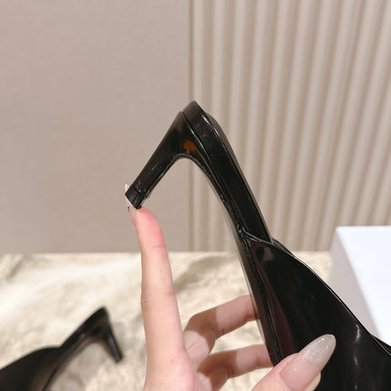 CELINE 25S ALMA TRIOMPHE MULE 45MM IN BLACK CALFSKIN SILVER HARDWARE