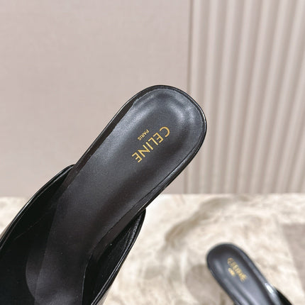 CELINE 25S ALMA TRIOMPHE MULE 45MM IN BLACK CALFSKIN SILVER HARDWARE