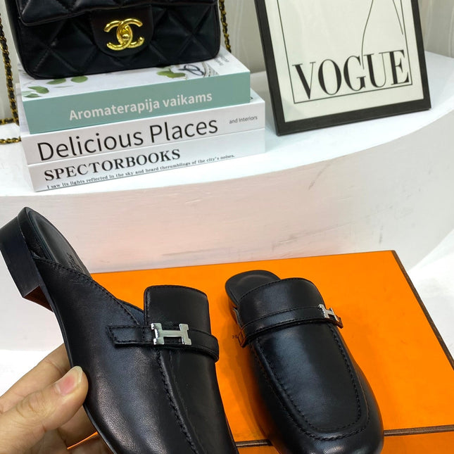 IENA MULE BLACK CALFSKIN