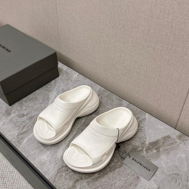 POOL CROCS SLIDE SANDAL IN WHITE RUBBER