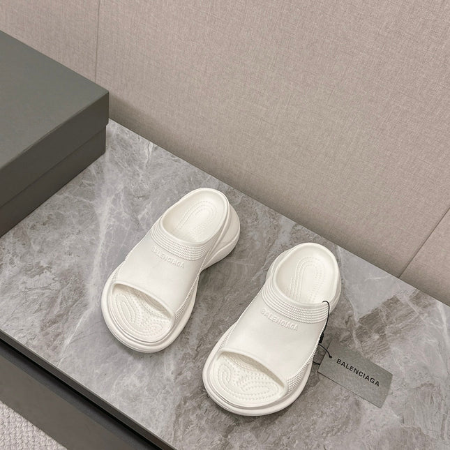 POOL CROCS SLIDE SANDAL IN WHITE RUBBER